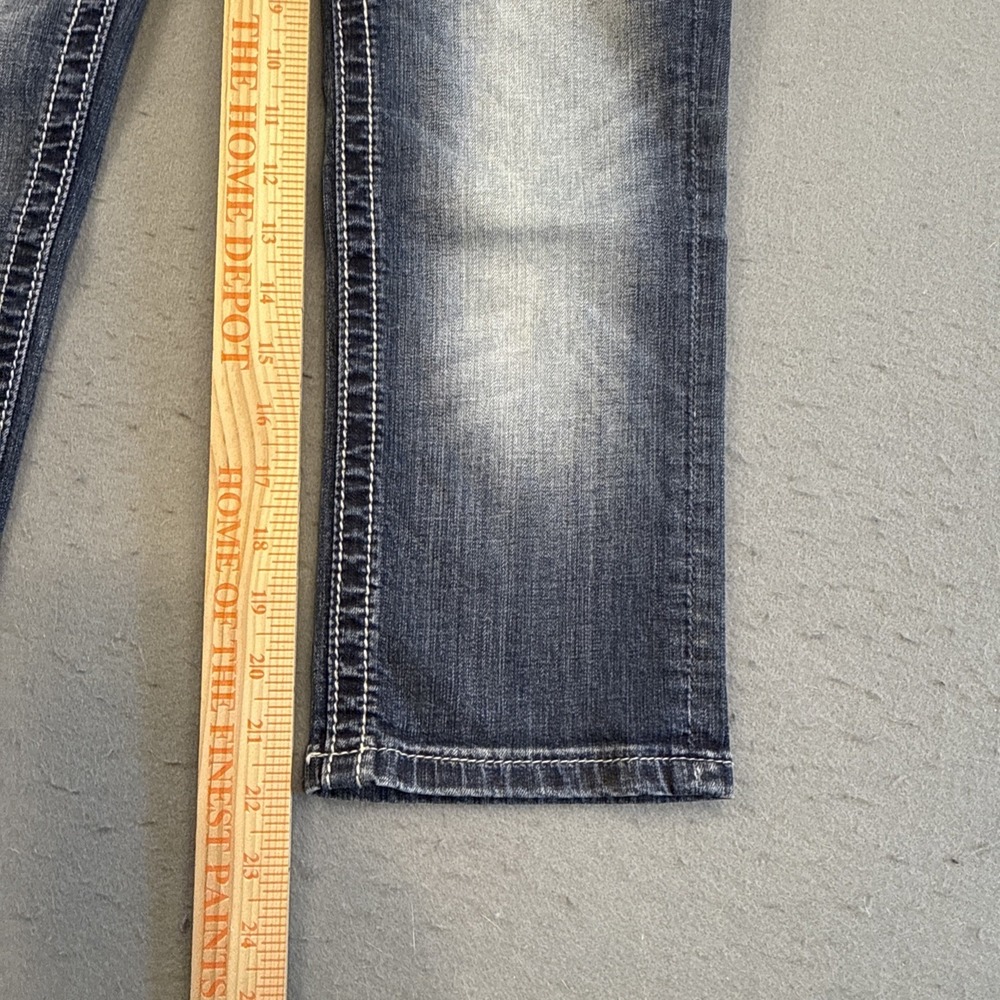 Miss Me Jeans WOMENS 27 Cuffed Capri EMBELISHED RHINE-SEQUINS WHISKERING - Picture 6 of 10